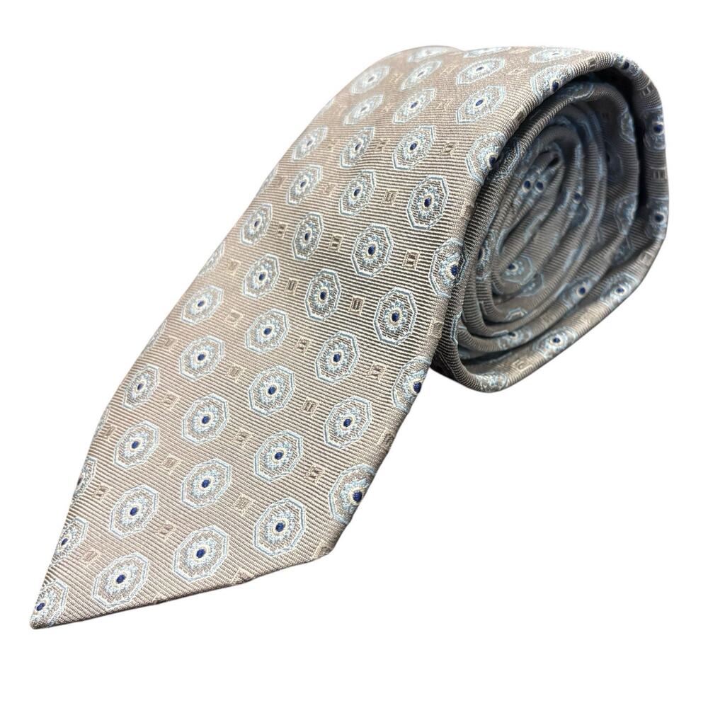 Vintage Brooks Brothers Makers & Merchants Silk Tie Silver Medallion USA Italy